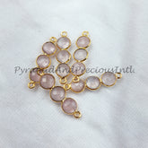 Faceted Rose Quartz Bar Shape Connector, 14K Gold Plated Connector & Charms, 2.5cm Faceted Charms Connector, Sold By Piece